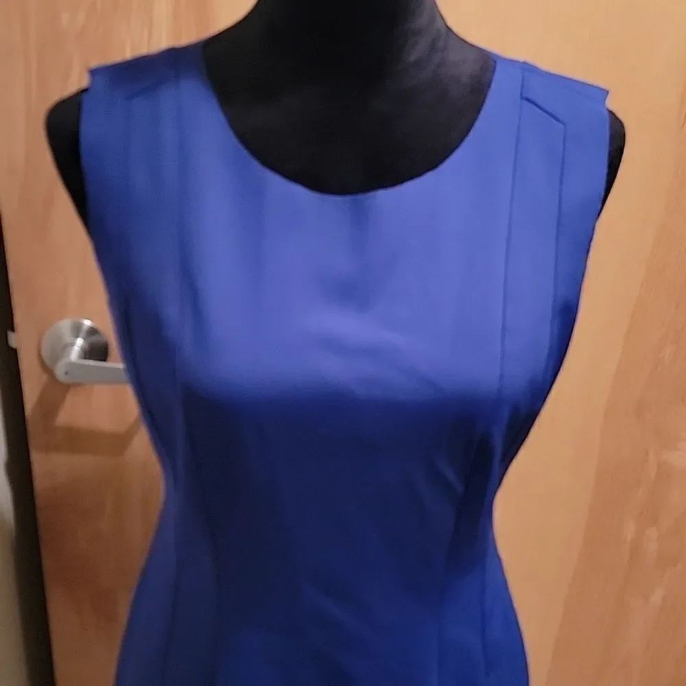 Elie Tahari Elegant Blue Sleeveless Dress Sz 8 - Picture 3 of 9